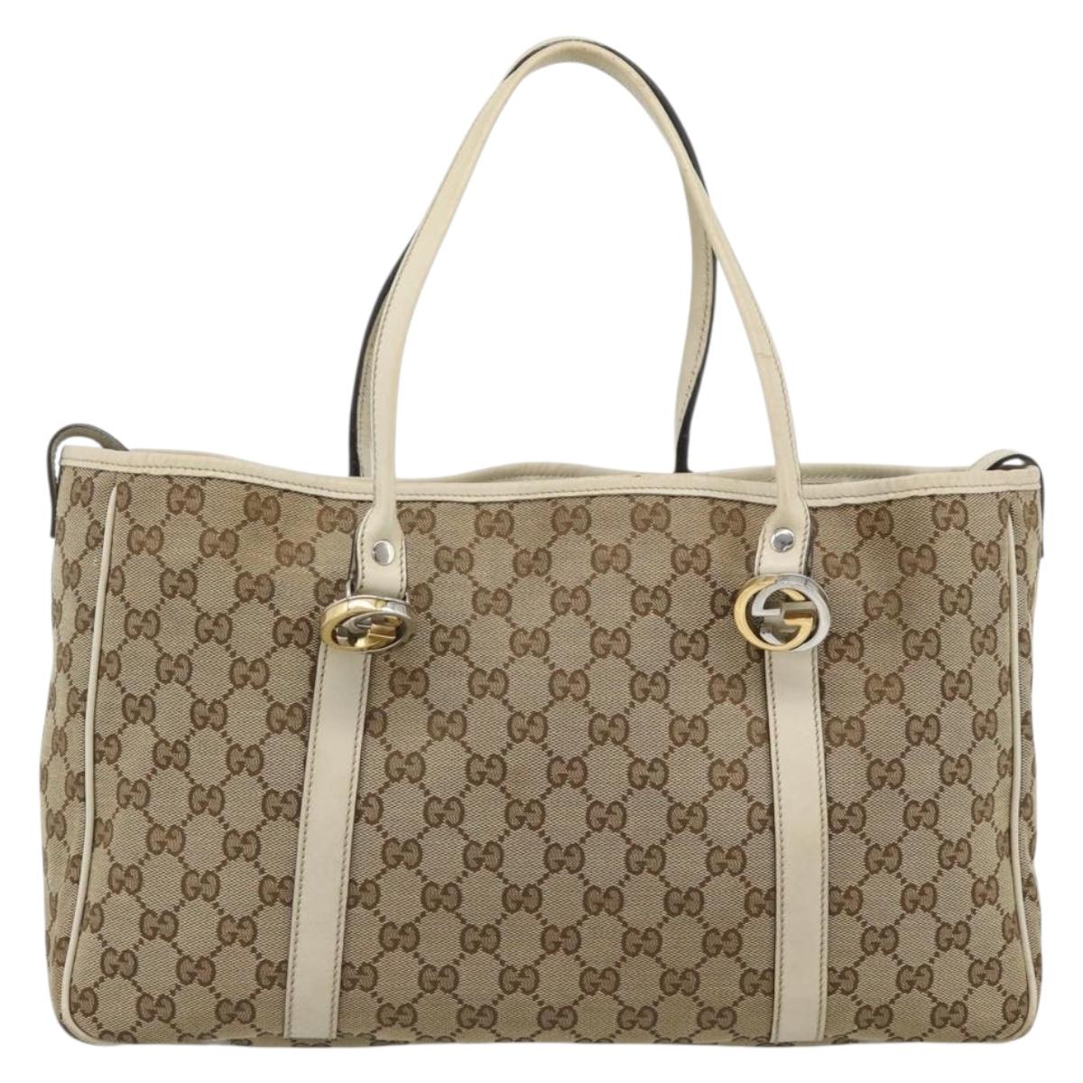 GUCCI GG Canvas Miss GG Tote Bag Beige Silver gold 232957 Auth 189245