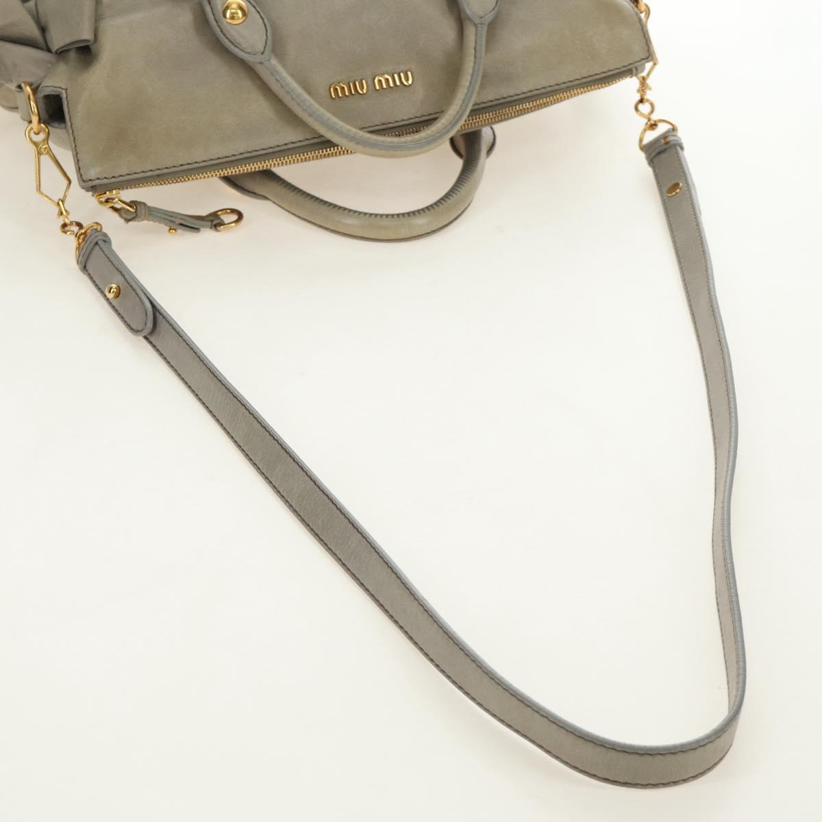 Miu Miu Hand Bag Leather 2way Gray Gold Auth 189246V