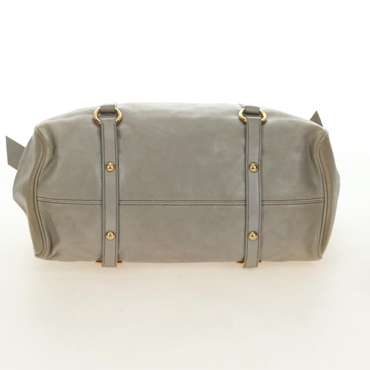 Miu Miu Hand Bag Leather 2way Gray Gold Auth 189246V