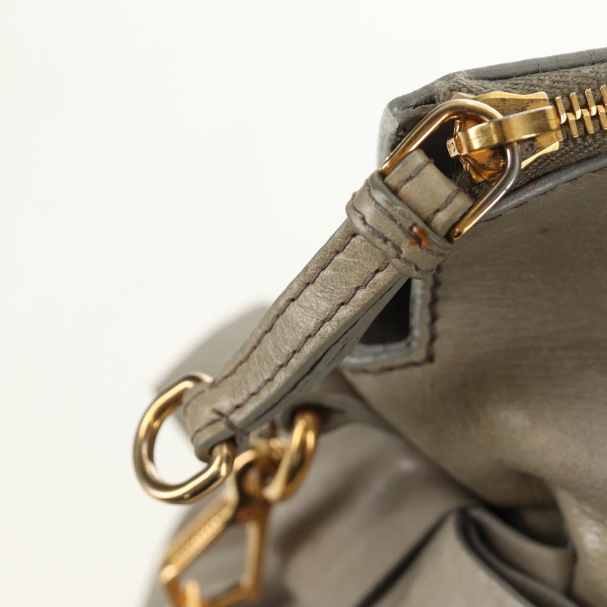 Miu Miu Hand Bag Leather 2way Gray Gold Auth 189246V