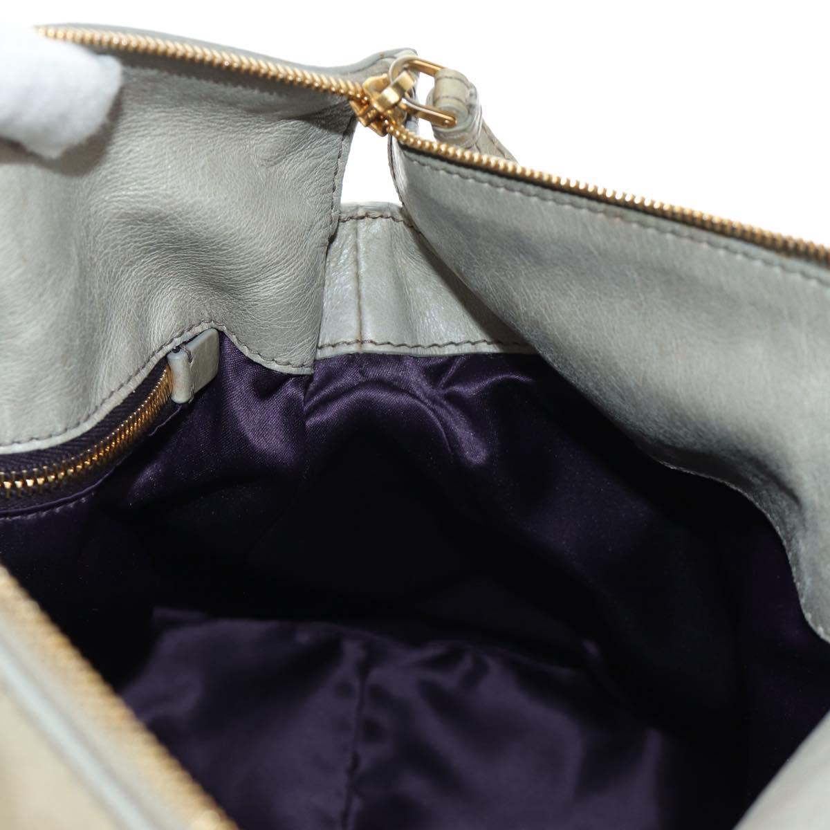Miu Miu Hand Bag Leather 2way Gray Gold Auth 189246V