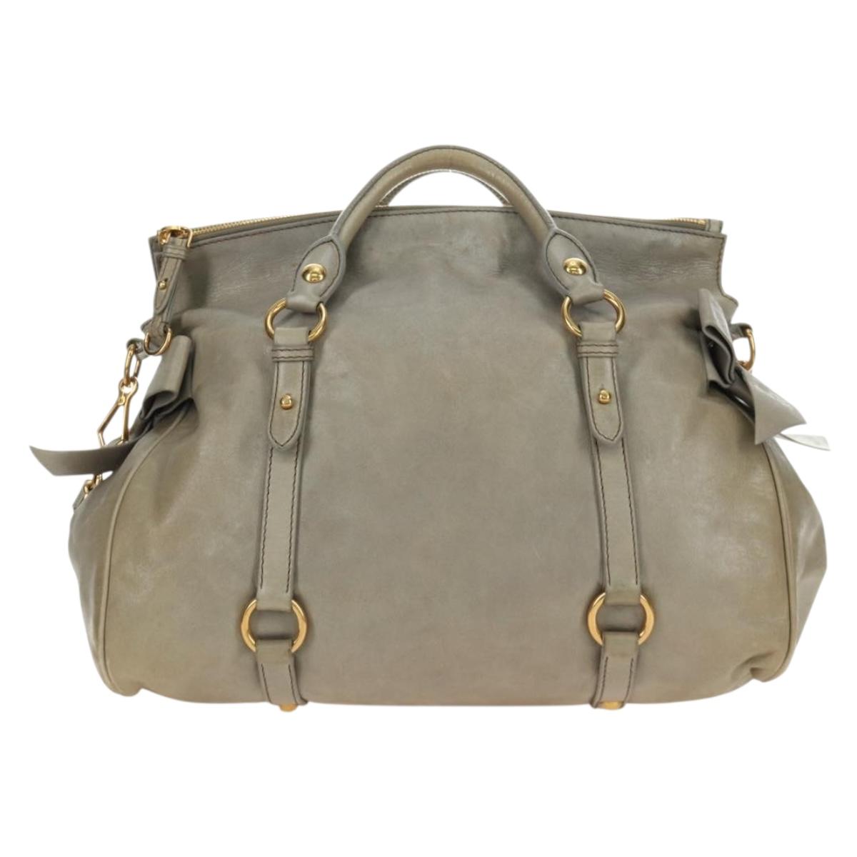 Miu Miu Hand Bag Leather 2way Gray Gold Auth 189246V