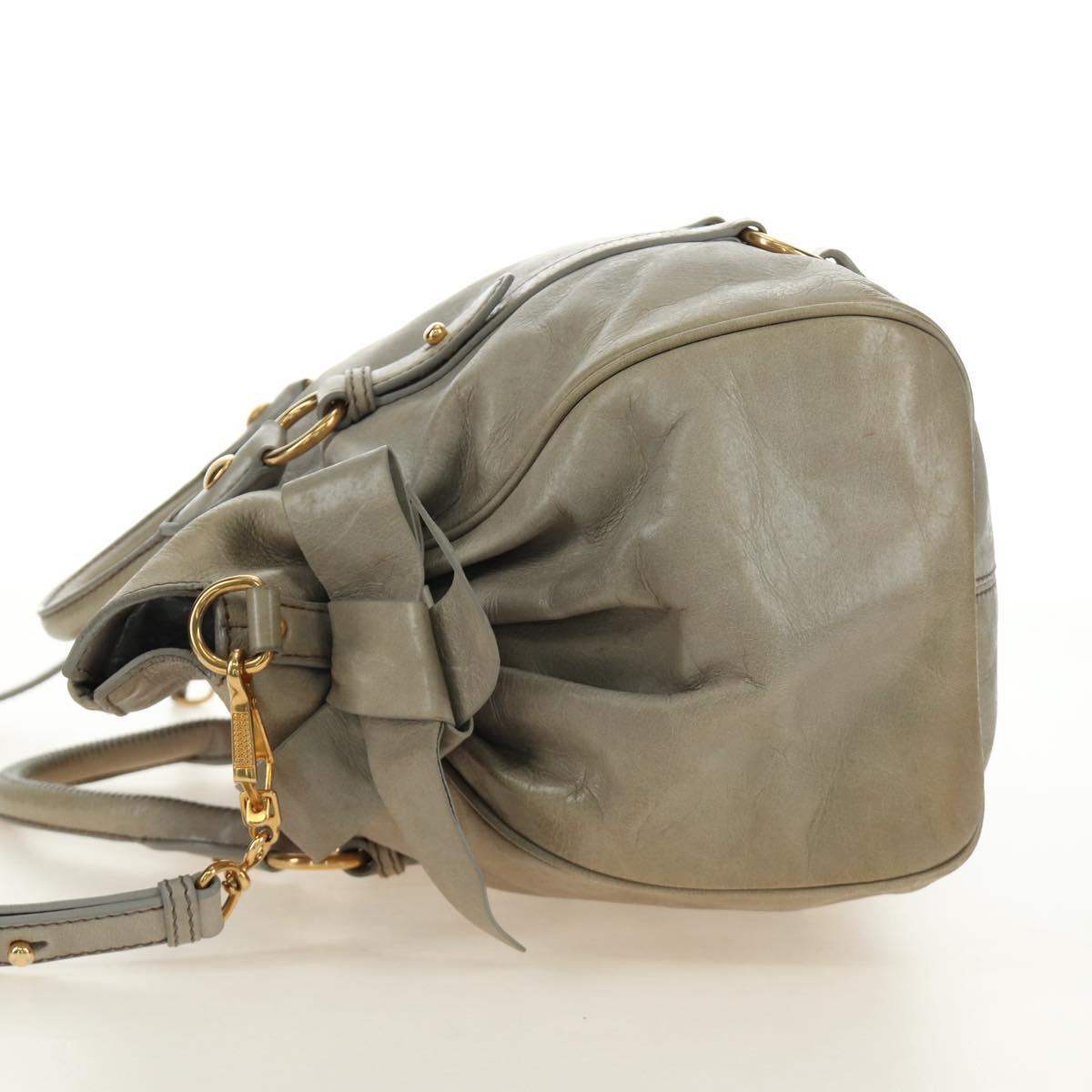 Miu Miu Hand Bag Leather 2way Gray Gold Auth 189246V