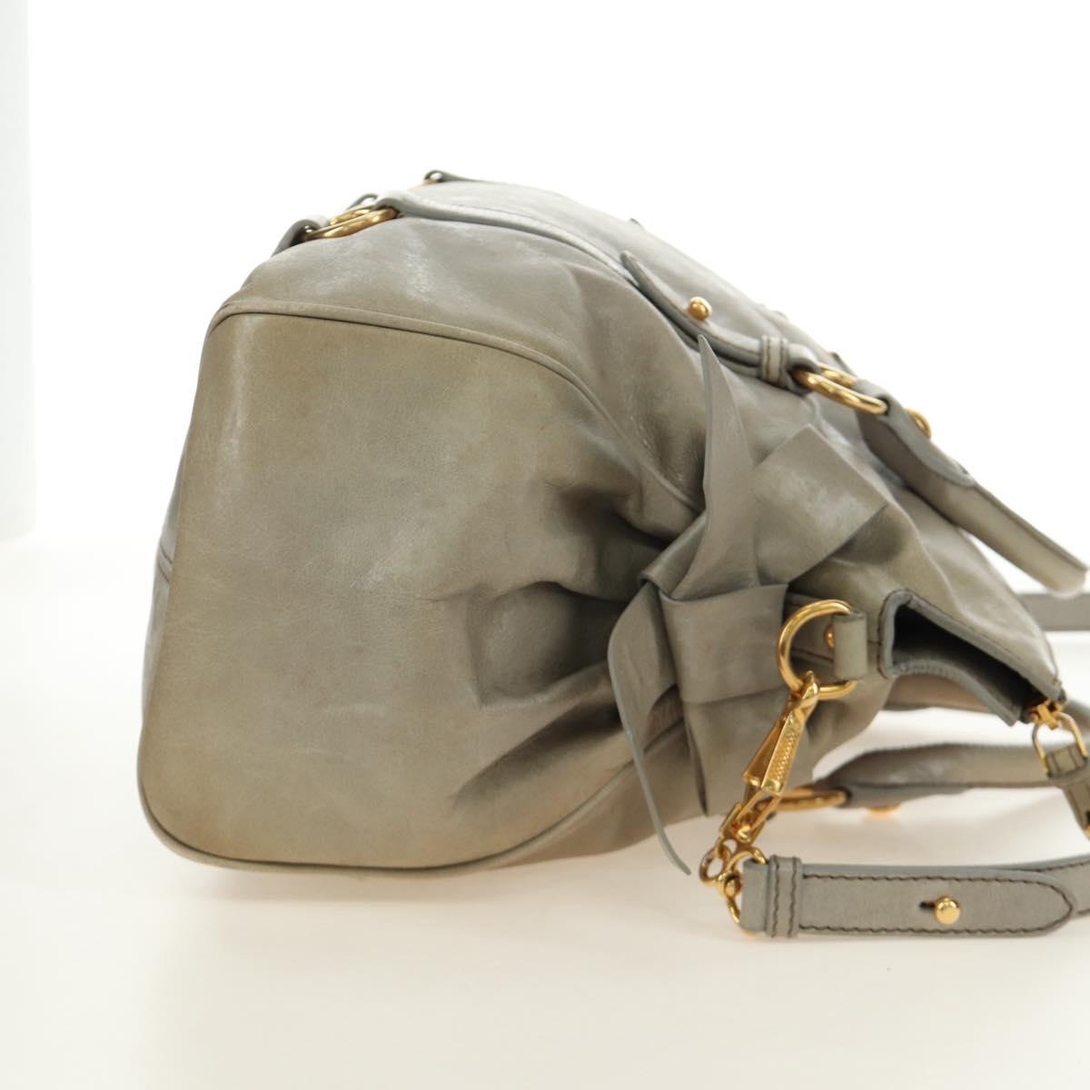 Miu Miu Hand Bag Leather 2way Gray Gold Auth 189246V