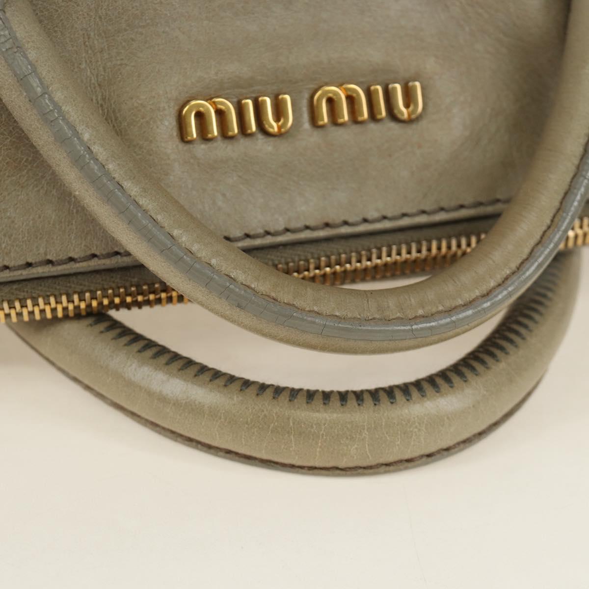Miu Miu Hand Bag Leather 2way Gray Gold Auth 189246V
