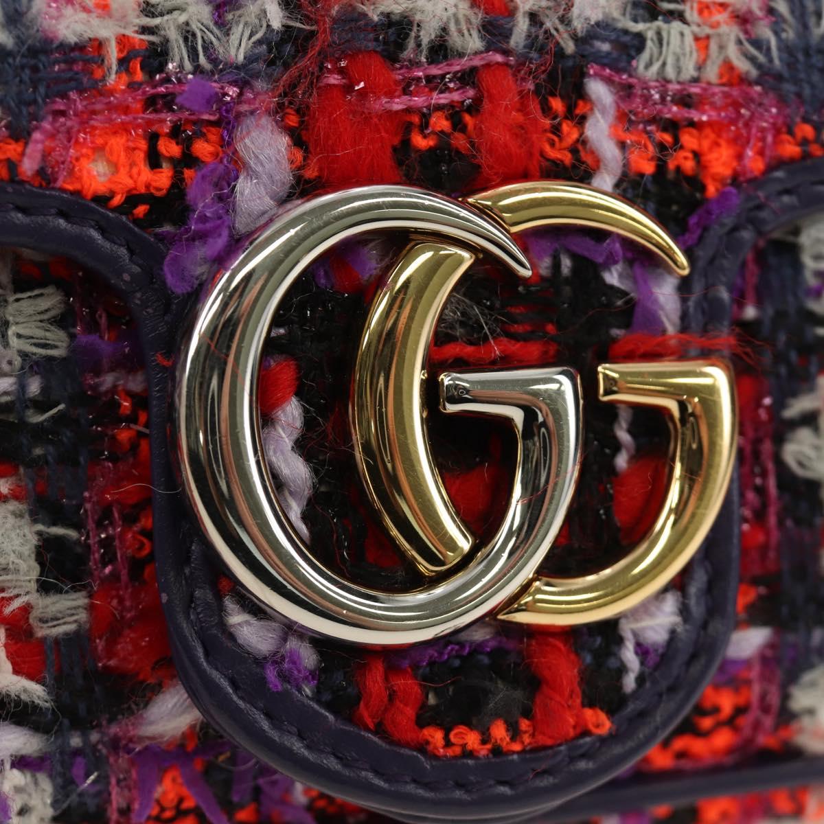 GUCCI GG Marmont Chain Shoulder Bag Tweed Multicolor Gold 476433 Auth 189256SAM