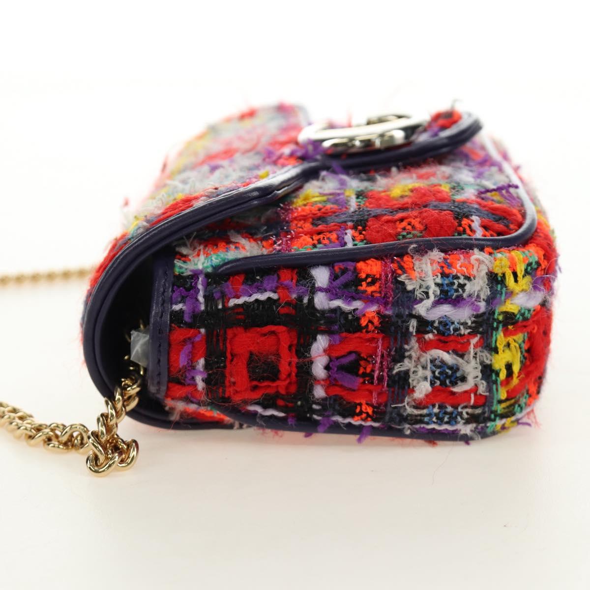 GUCCI GG Marmont Chain Shoulder Bag Tweed Multicolor Gold 476433 Auth 189256SAM