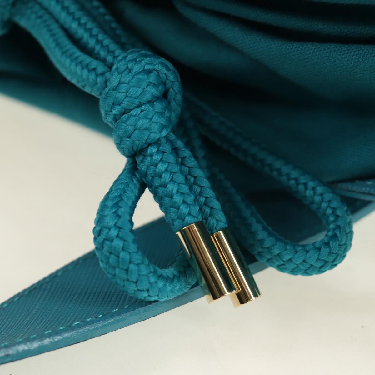 BURBERRY Blue Label Hand Bag Raffia 2way Blue Gold Auth 189264A