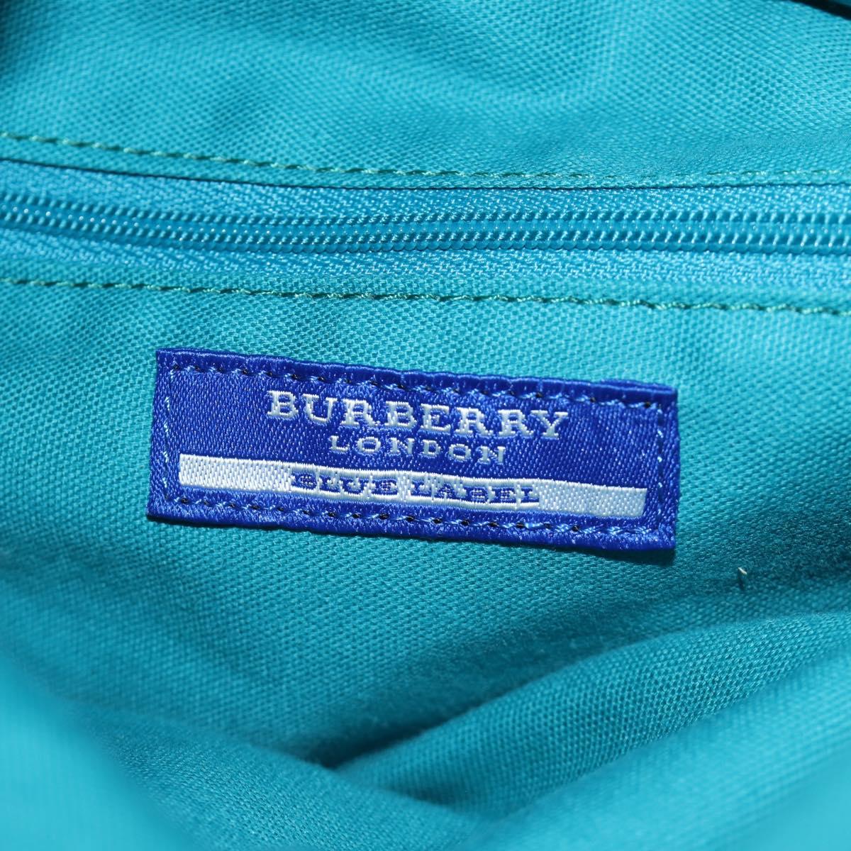 BURBERRY Blue Label Hand Bag Raffia 2way Blue Gold Auth 189264A