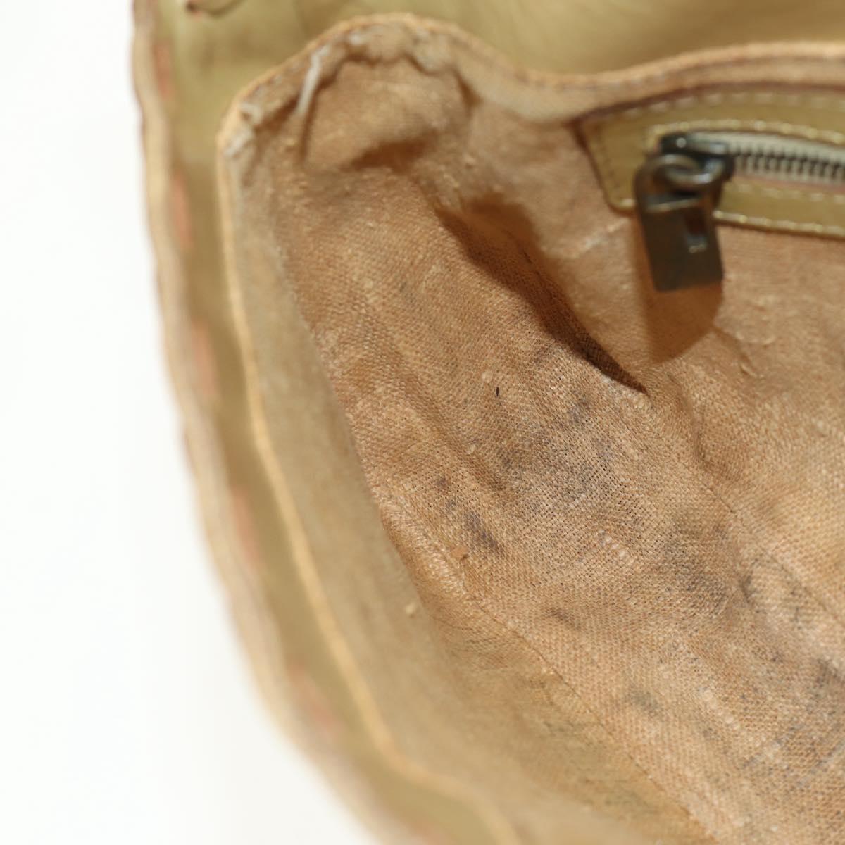 FENDI Zucca Canvas Mamma Baguette Shoulder Bag Leather Gold Auth 189267SAM