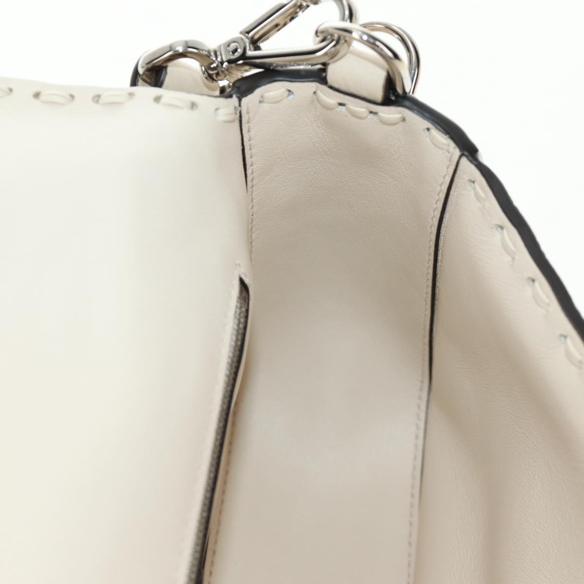FENDI Celeria Mamma Baguette Shoulder Bag Leather 2way Ivory Auth 189268SAM