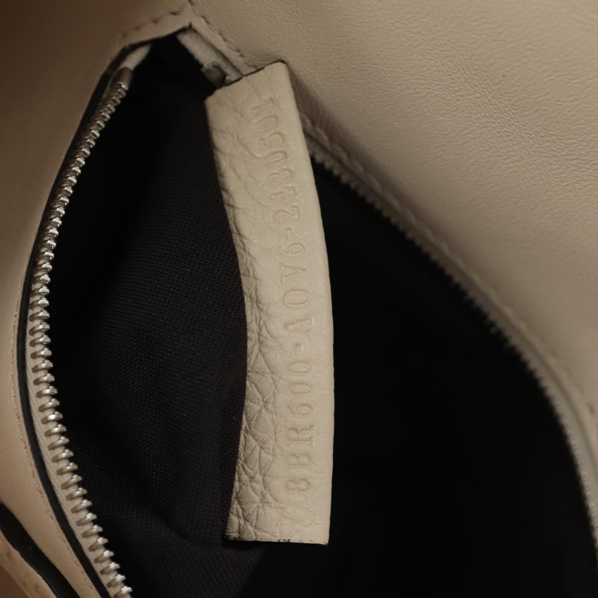 FENDI Celeria Mamma Baguette Shoulder Bag Leather 2way Ivory Auth 189268SAM