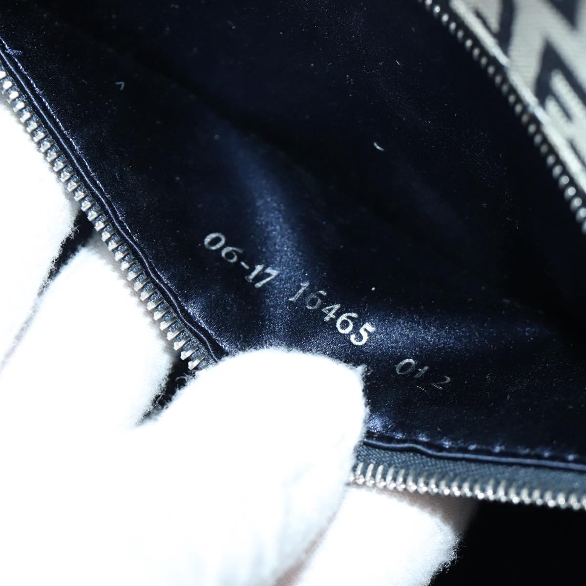 FENDI Zucchino Canvas Mamma Baguette Hand Bag Navy Silver Auth 189269V