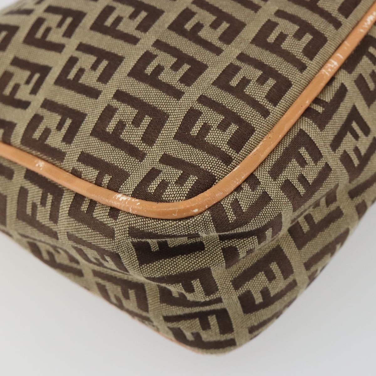 FENDI Zucchino Canvas Shoulder Bag Beige Auth 189271