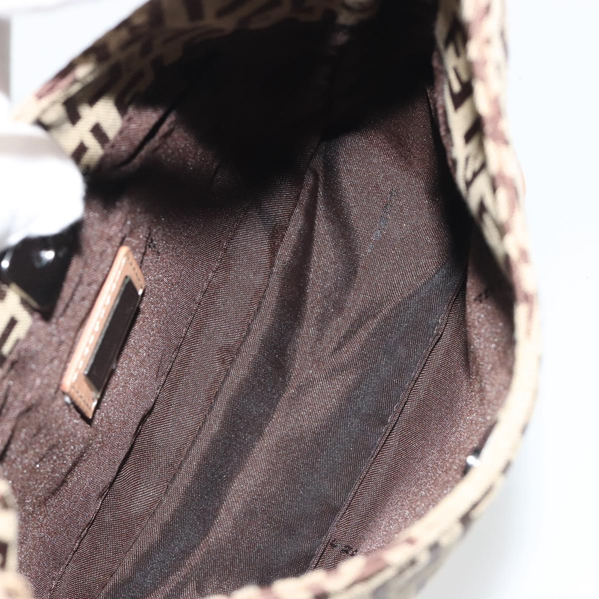 FENDI Zucchino Canvas Shoulder Bag Beige Auth 189271