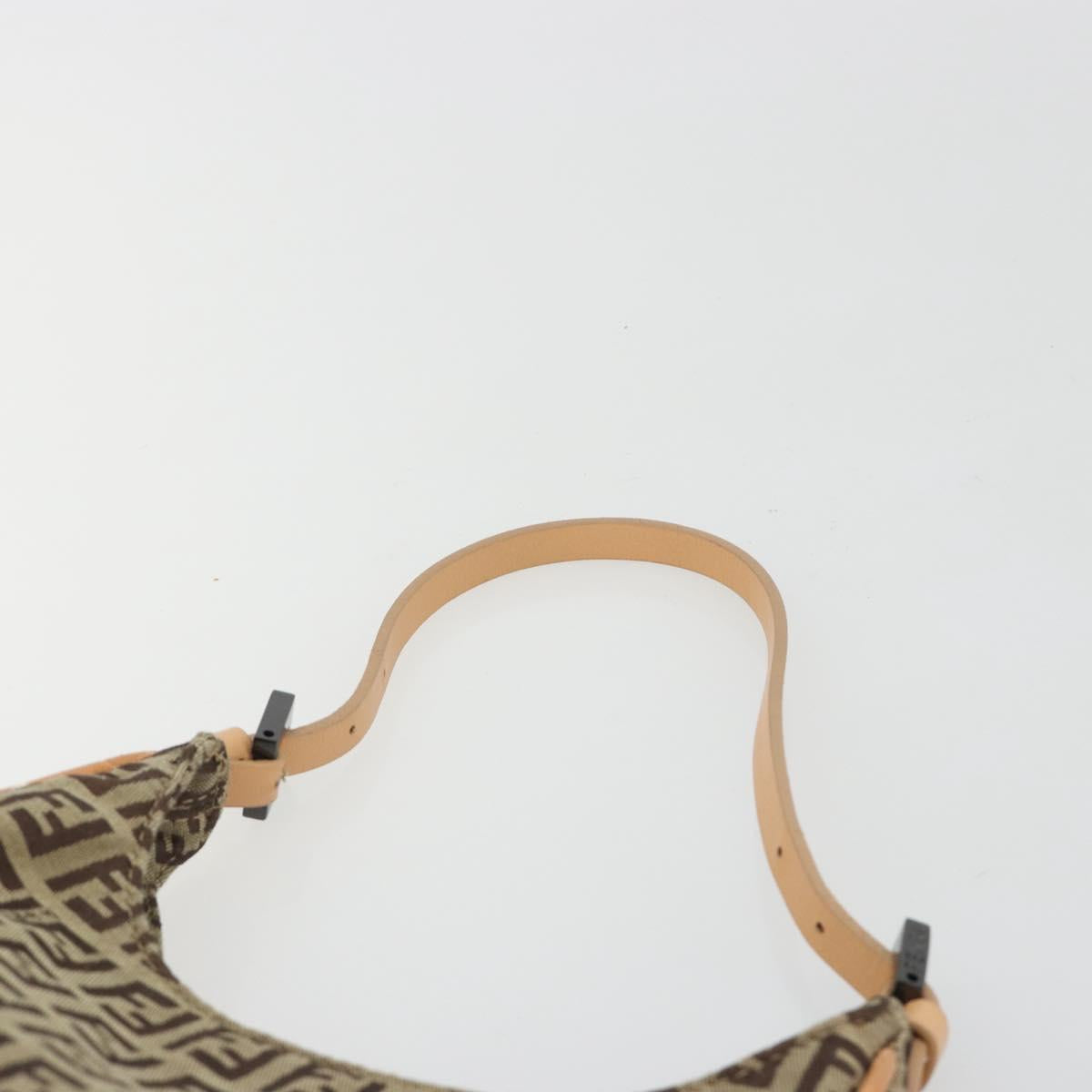 FENDI Zucchino Canvas Shoulder Bag Beige Auth 189271