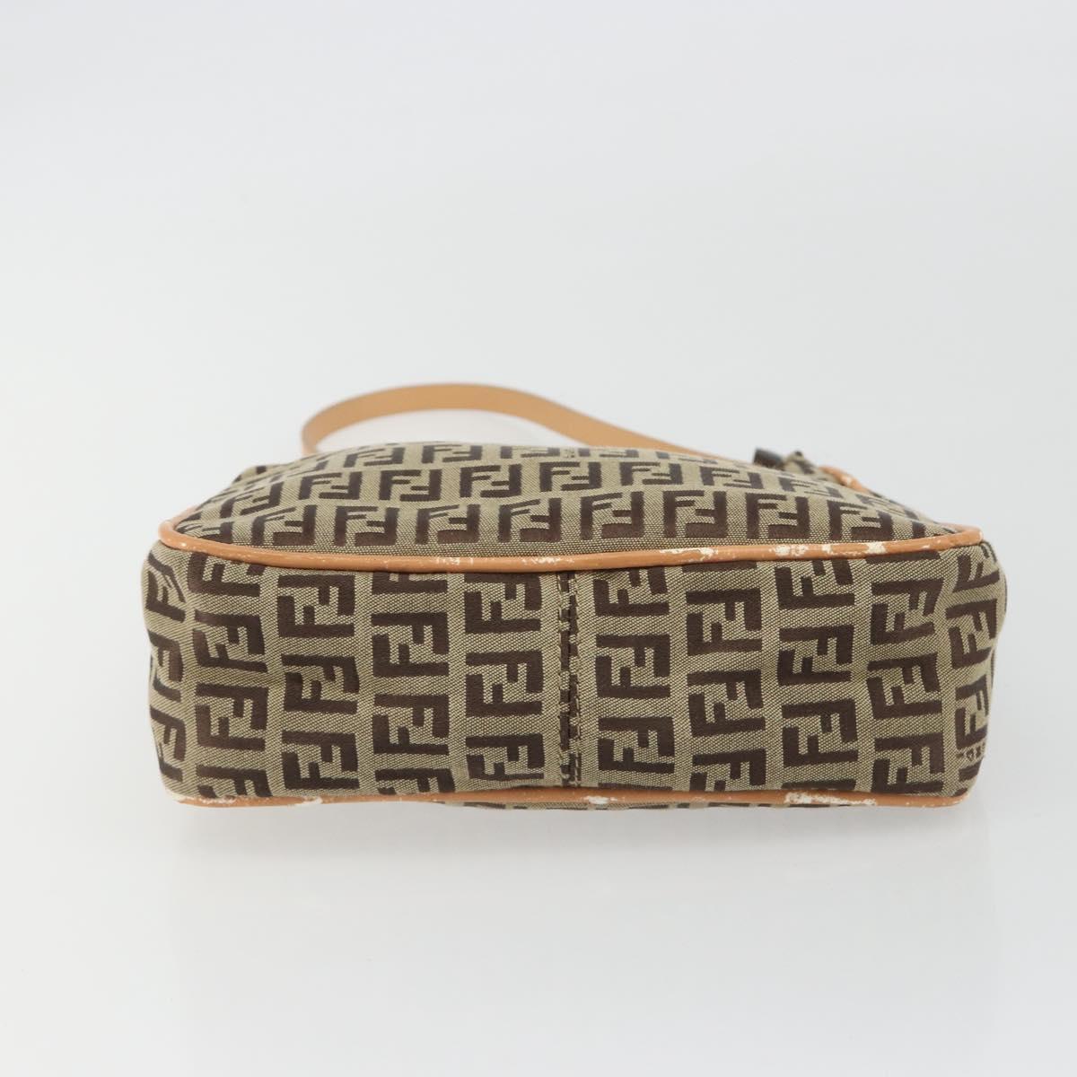 FENDI Zucchino Canvas Shoulder Bag Beige Auth 189271