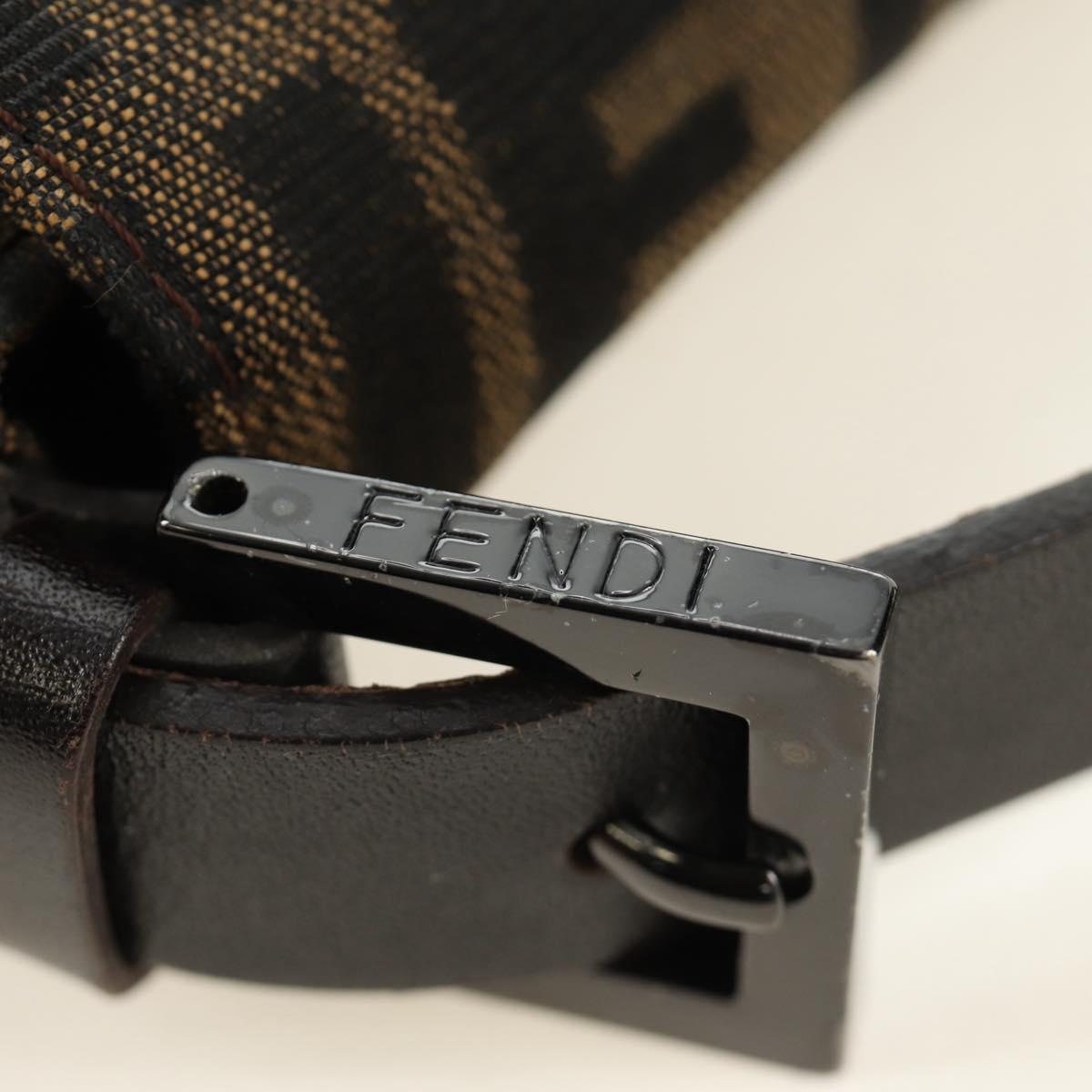 FENDI Zucca Canvas Mamma Baguette Shoulder Bag Black Brown Auth 189272V