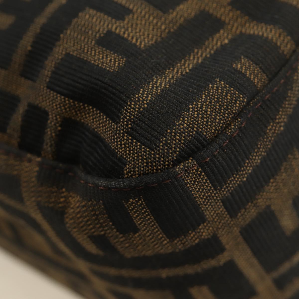 FENDI Zucca Canvas Mamma Baguette Shoulder Bag Black Brown Auth 189272V
