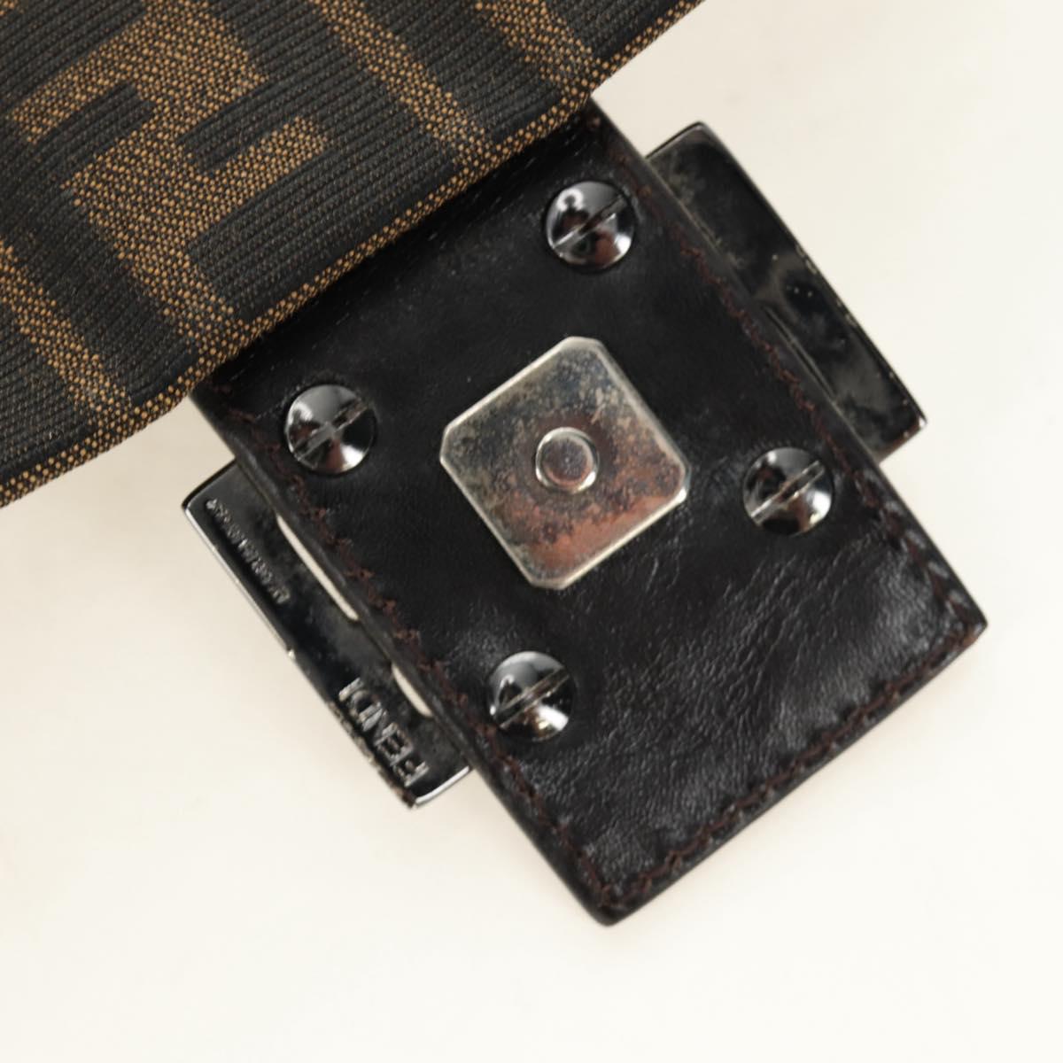 FENDI Zucca Canvas Mamma Baguette Shoulder Bag Black Brown Auth 189272V