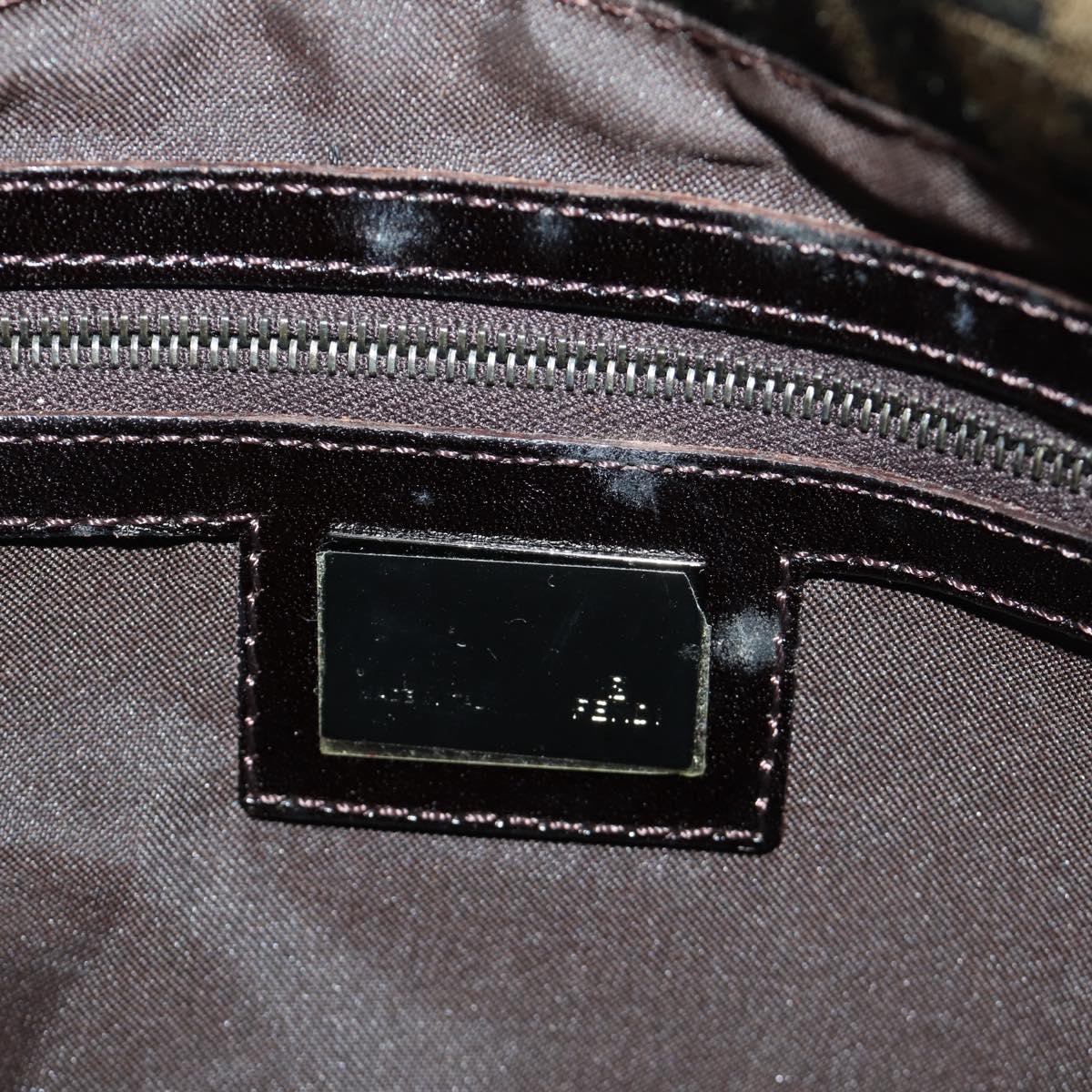 FENDI Zucca Canvas Mamma Baguette Shoulder Bag Black Brown Auth 189272V