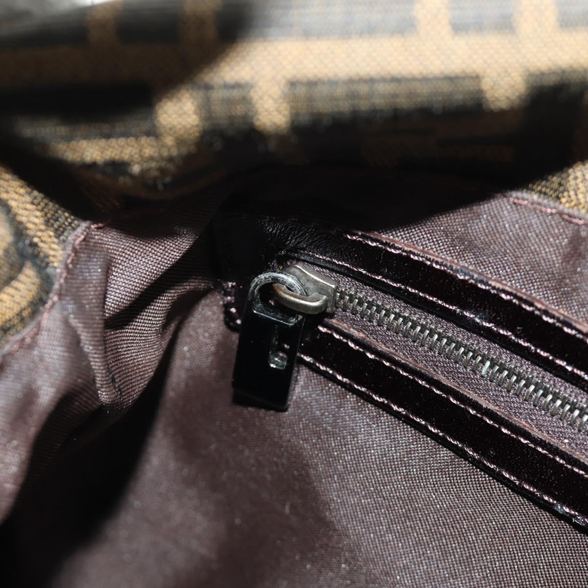 FENDI Zucca Canvas Mamma Baguette Shoulder Bag Black Brown Auth 189272V