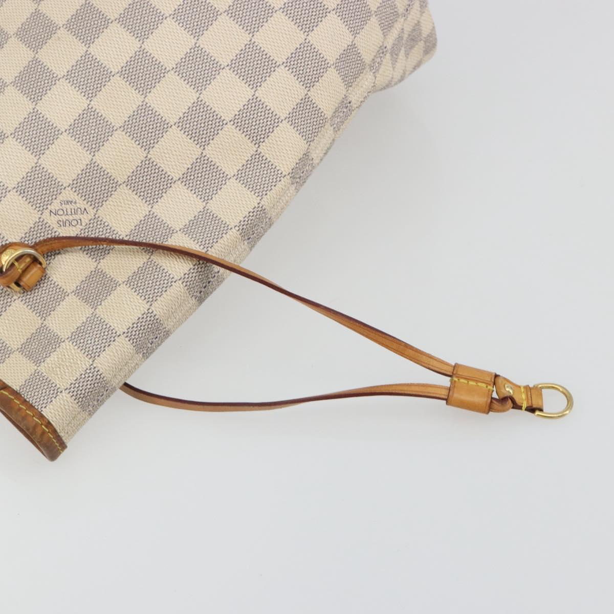 LOUIS VUITTON Damier Azur Neverfull MM Tote Bag N41605 LV Auth 189288