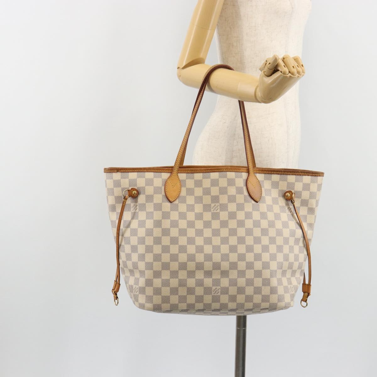 LOUIS VUITTON Damier Azur Neverfull MM Tote Bag N41605 LV Auth 189288