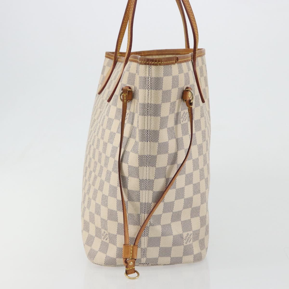 LOUIS VUITTON Damier Azur Neverfull MM Tote Bag N41605 LV Auth 189288