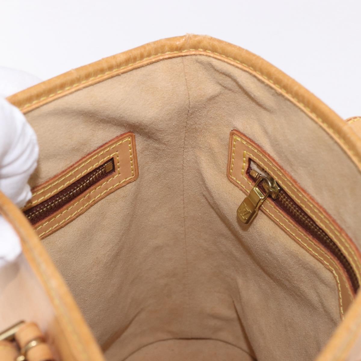 LOUIS VUITTON Nomad leather Bucket PM Shoulder Bag Beige M85001 LV Auth 189289