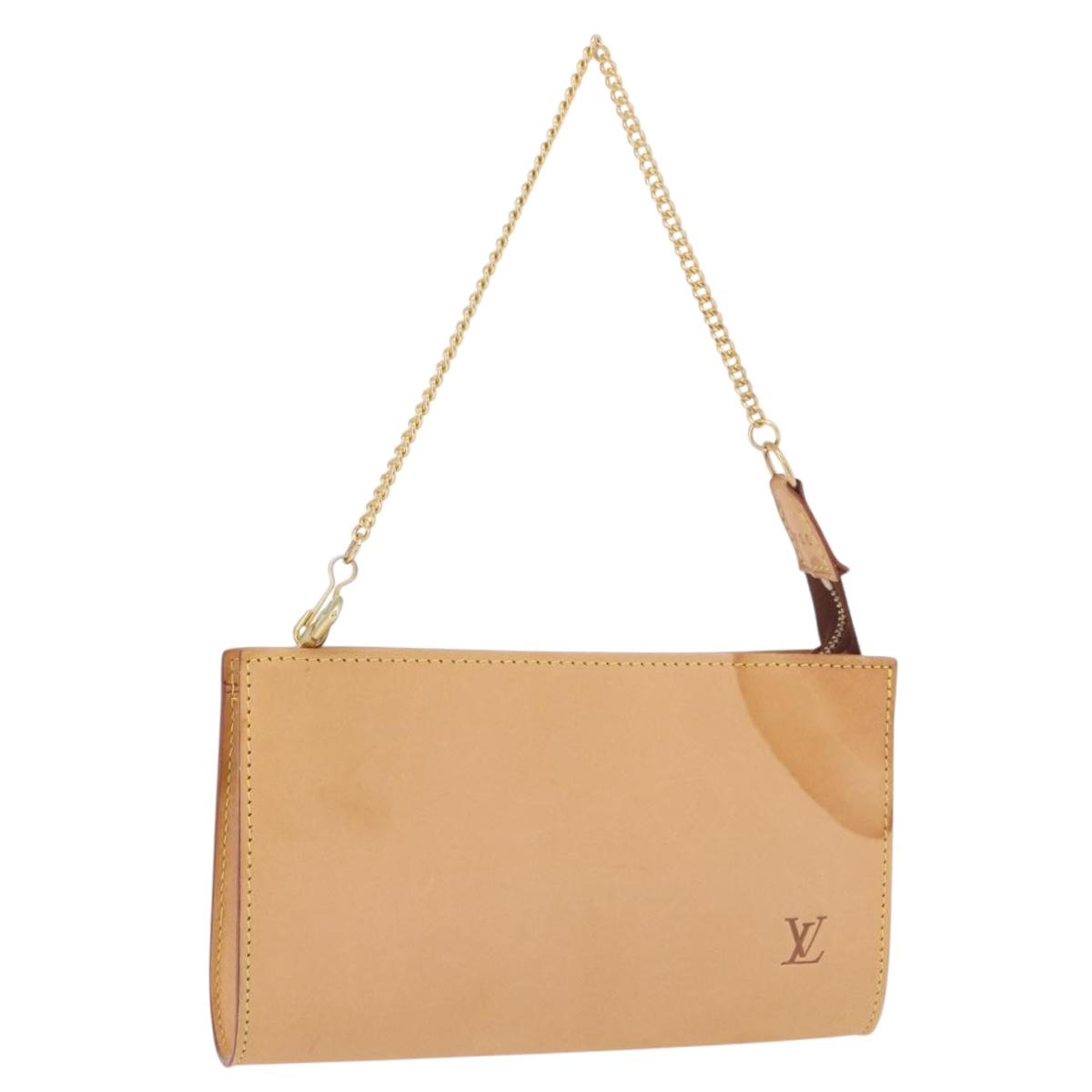 LOUIS VUITTON Nomad leather Bucket PM Pouch Beige LV Auth 189290
