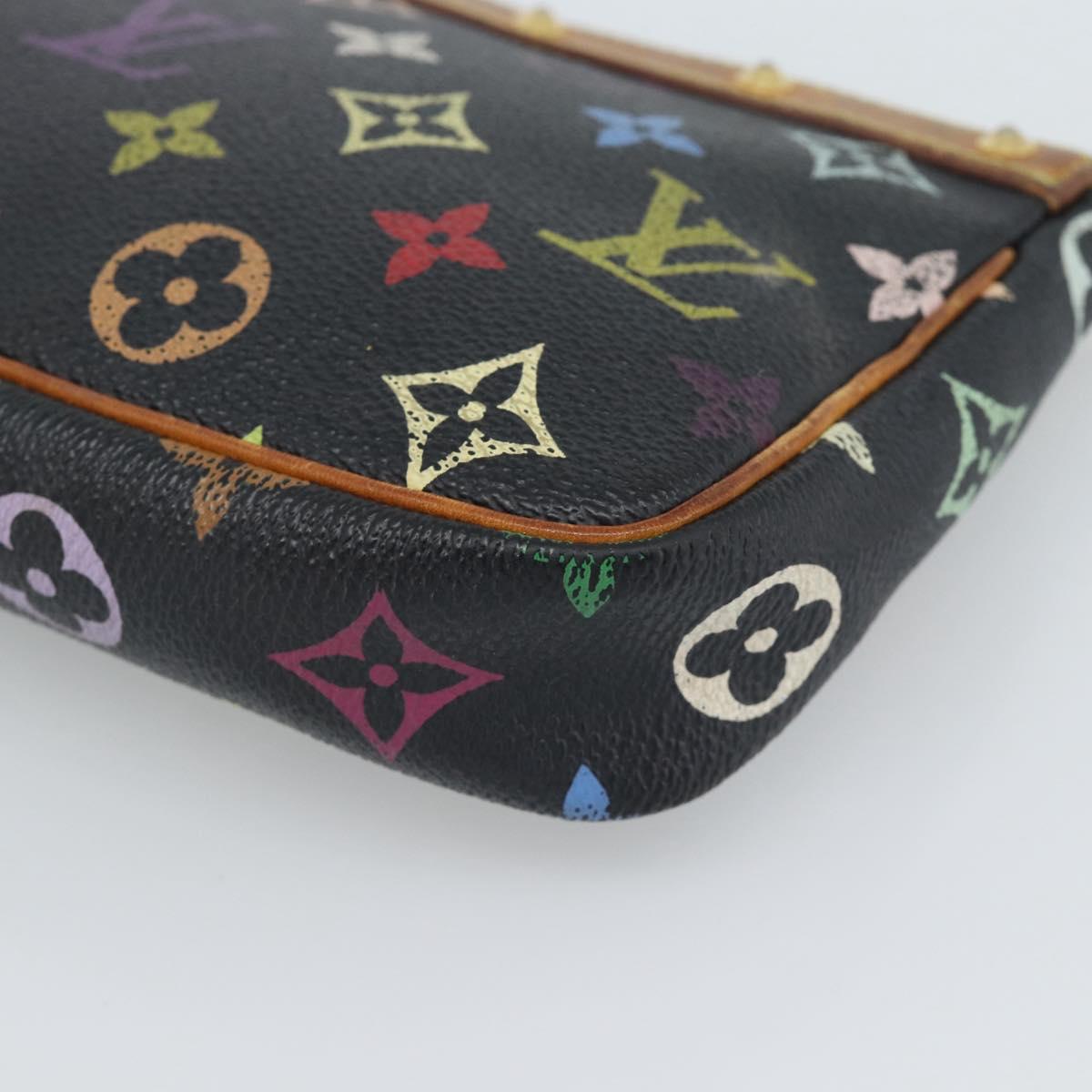LOUIS VUITTON Multicolor Pochette Accessoires Pouch Black M92648 LV Auth 189291
