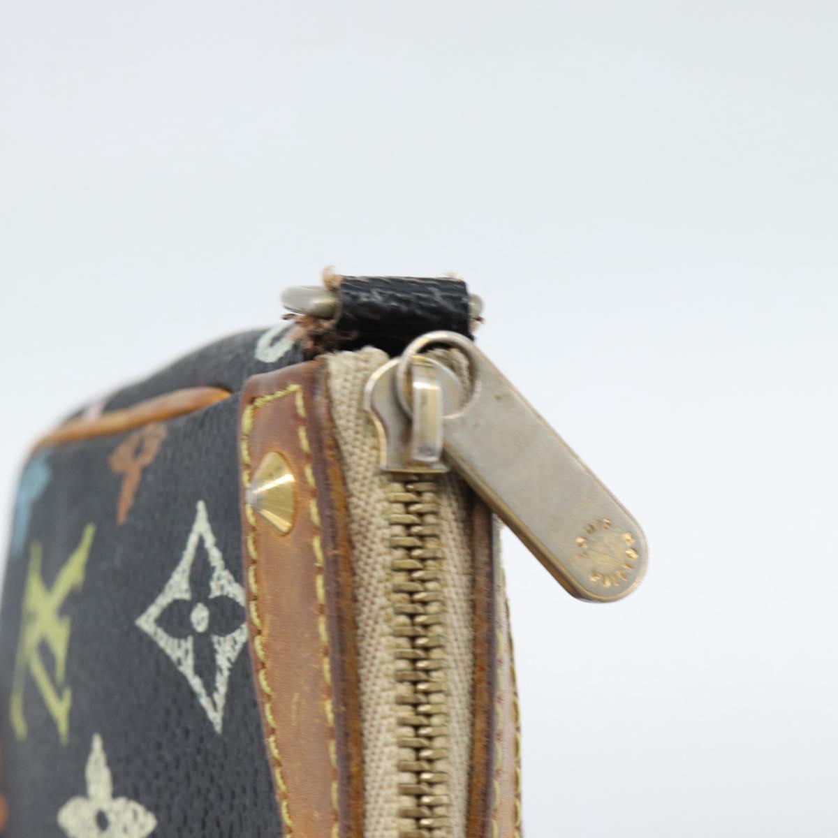 LOUIS VUITTON Multicolor Pochette Accessoires Pouch Black M92648 LV Auth 189291
