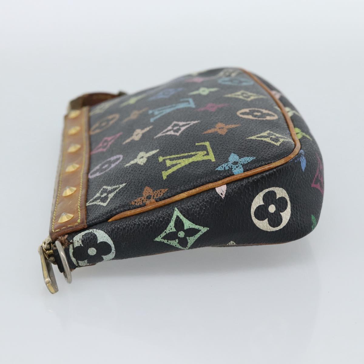 LOUIS VUITTON Multicolor Pochette Accessoires Pouch Black M92648 LV Auth 189291