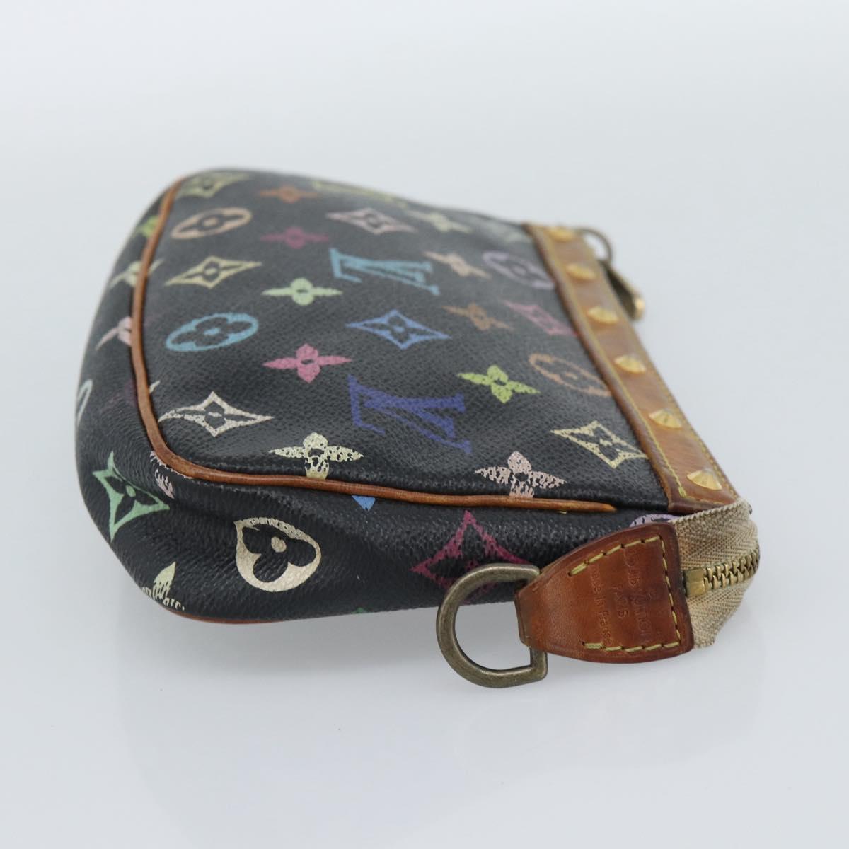 LOUIS VUITTON Multicolor Pochette Accessoires Pouch Black M92648 LV Auth 189291