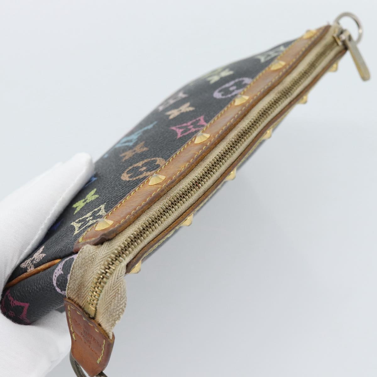LOUIS VUITTON Multicolor Pochette Accessoires Pouch Black M92648 LV Auth 189291