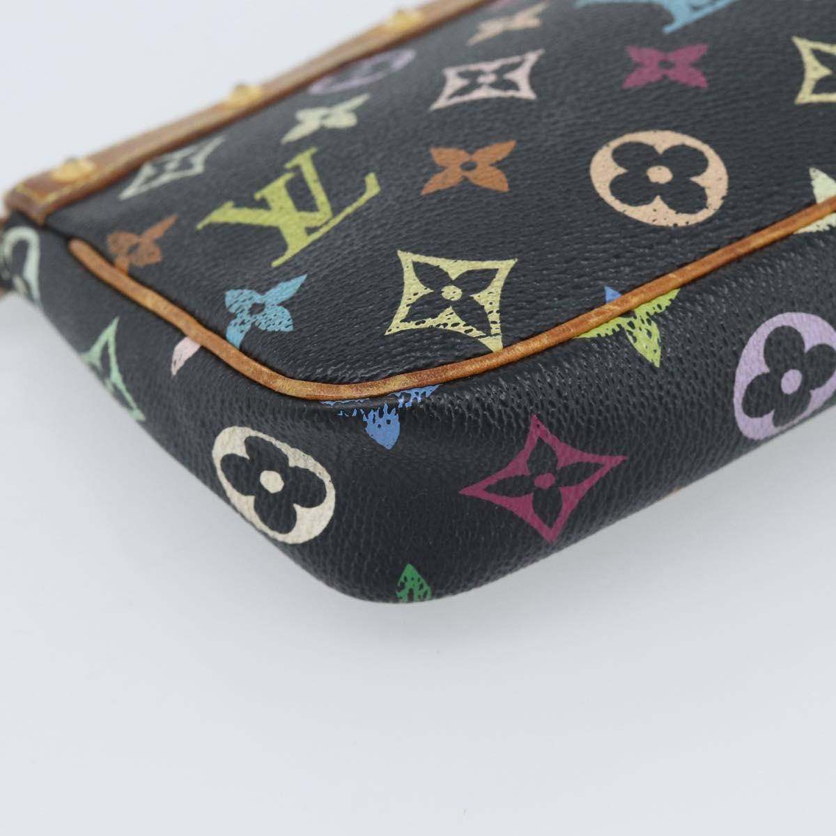 LOUIS VUITTON Multicolor Pochette Accessoires Pouch Black M92648 LV Auth 189291