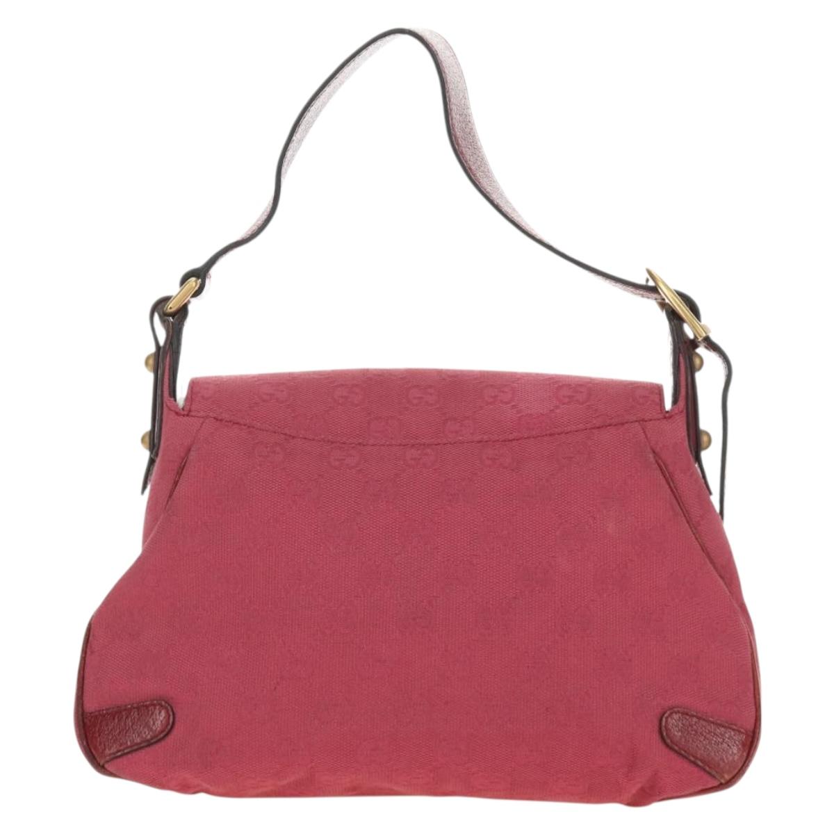 GUCCI GG Canvas Horsebit Hand Bag Pink Gold 120984 Auth 189295V