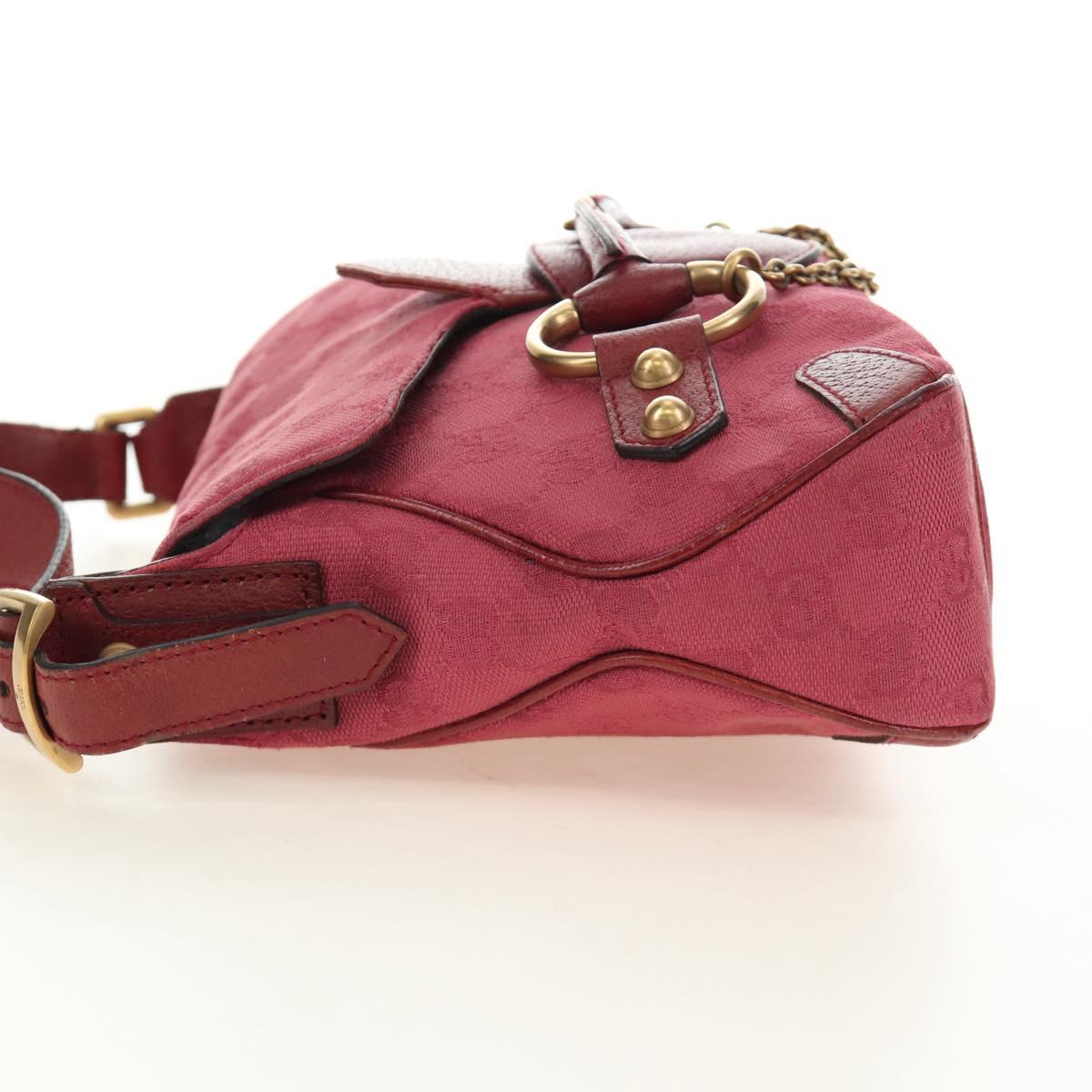GUCCI GG Canvas Horsebit Hand Bag Pink Gold 120984 Auth 189295V