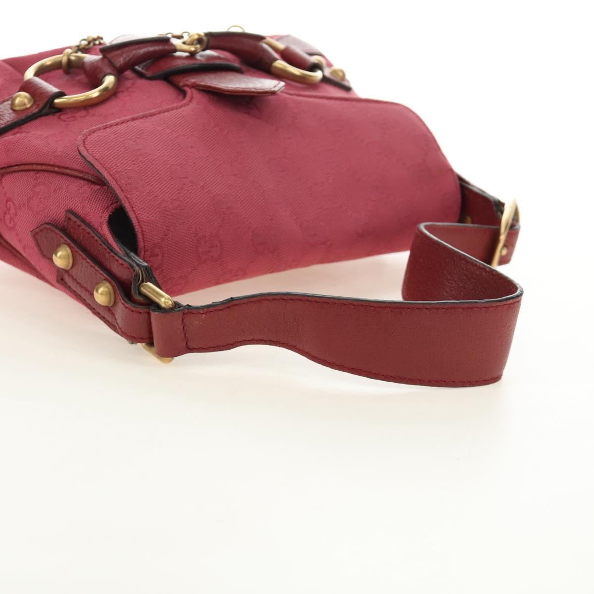 GUCCI GG Canvas Horsebit Hand Bag Pink Gold 120984 Auth 189295V