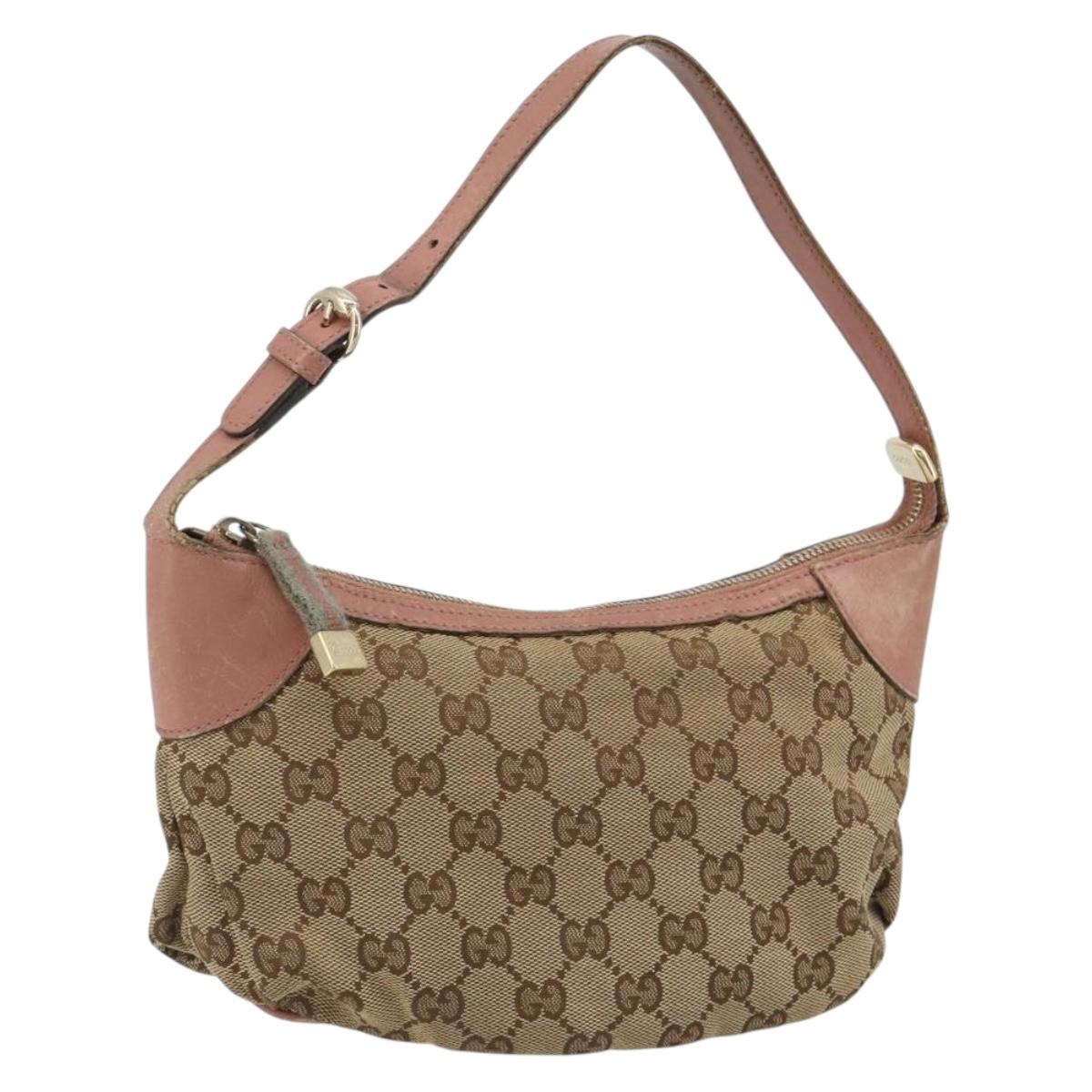 GUCCI GG Canvas Accessory Pouch Beige Gold 224093 Auth 189297