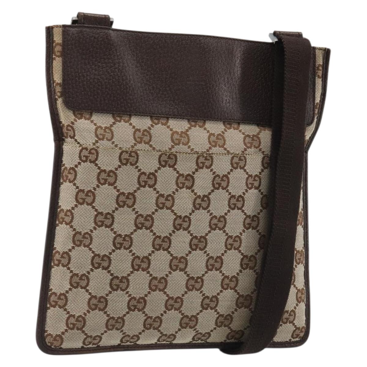 GUCCI GG Canvas Shoulder Bag Beige Silver 27639 Auth 189298A