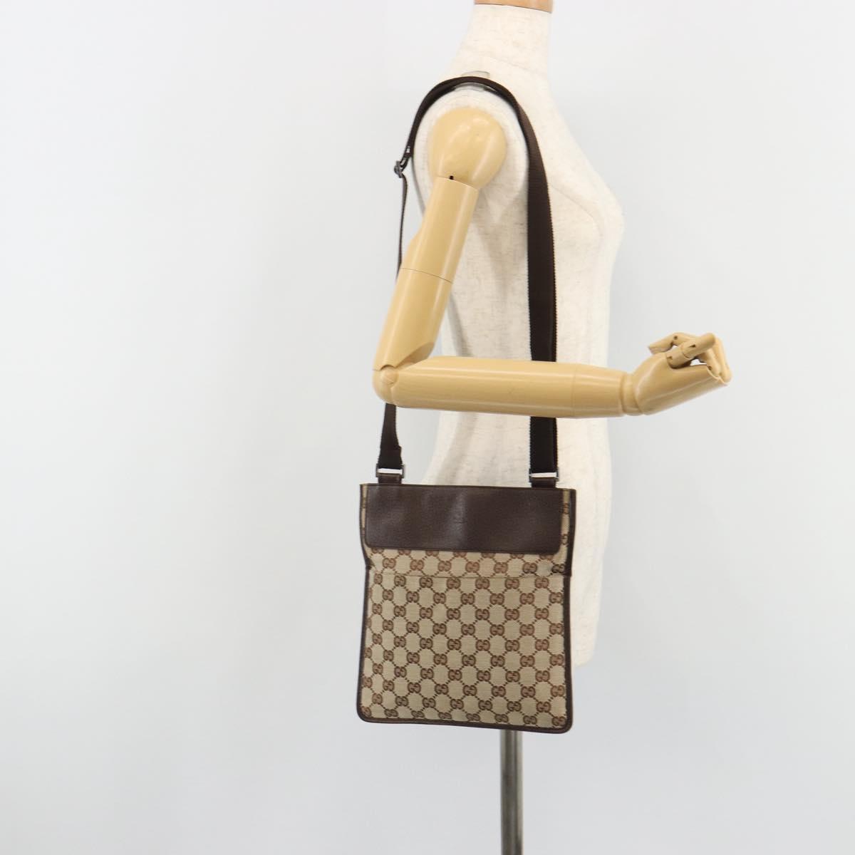 GUCCI GG Canvas Shoulder Bag Beige Silver 27639 Auth 189298A