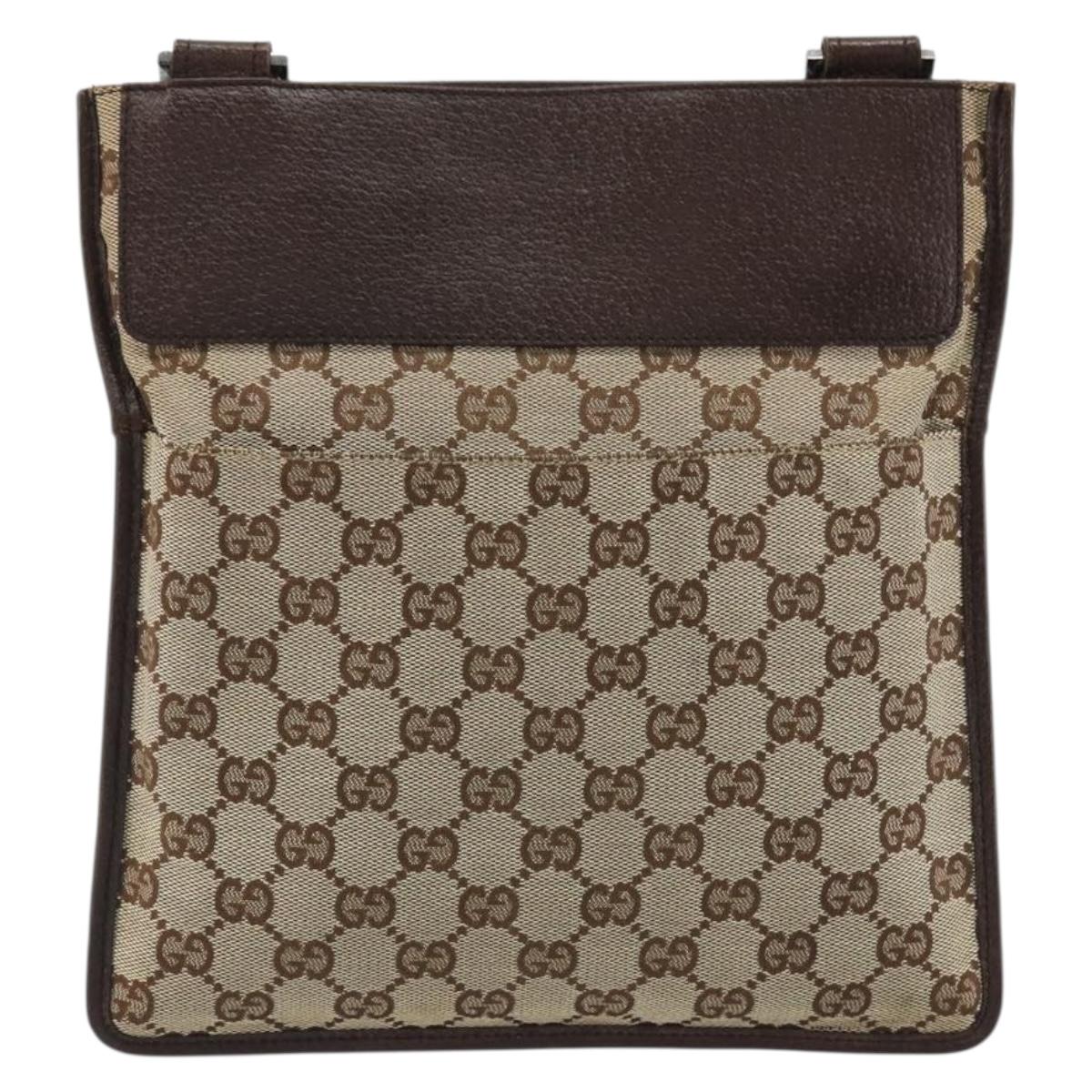 GUCCI GG Canvas Shoulder Bag Beige Silver 27639 Auth 189298A