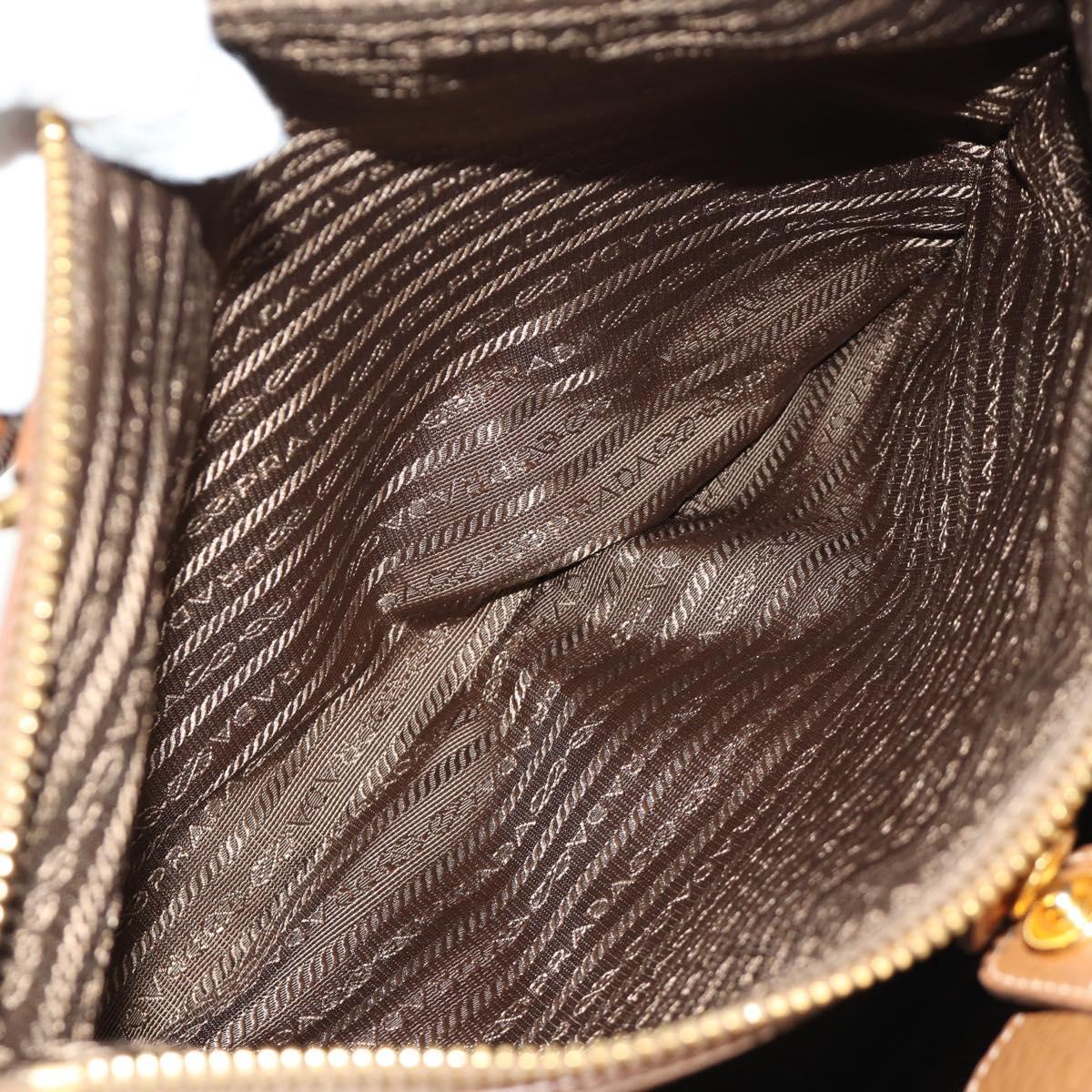 PRADA Hand Bag Vittero Dino Leather Brown Gold Auth 189305V
