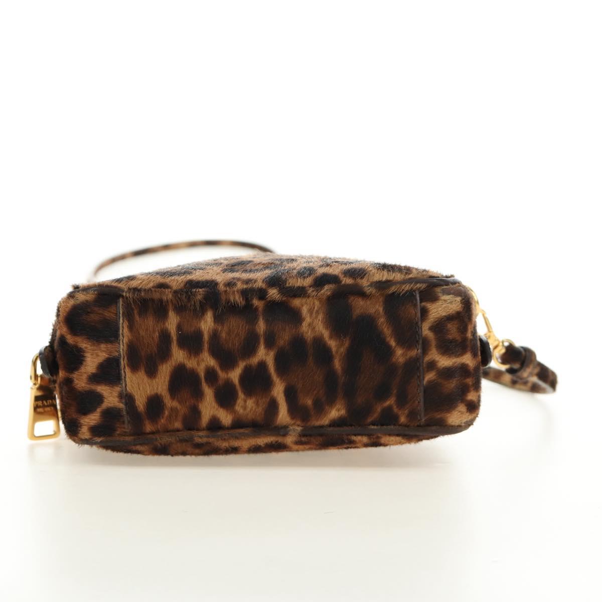 PRADA Shoulder Bag Harako Leather Brown Gold Auth 189306V