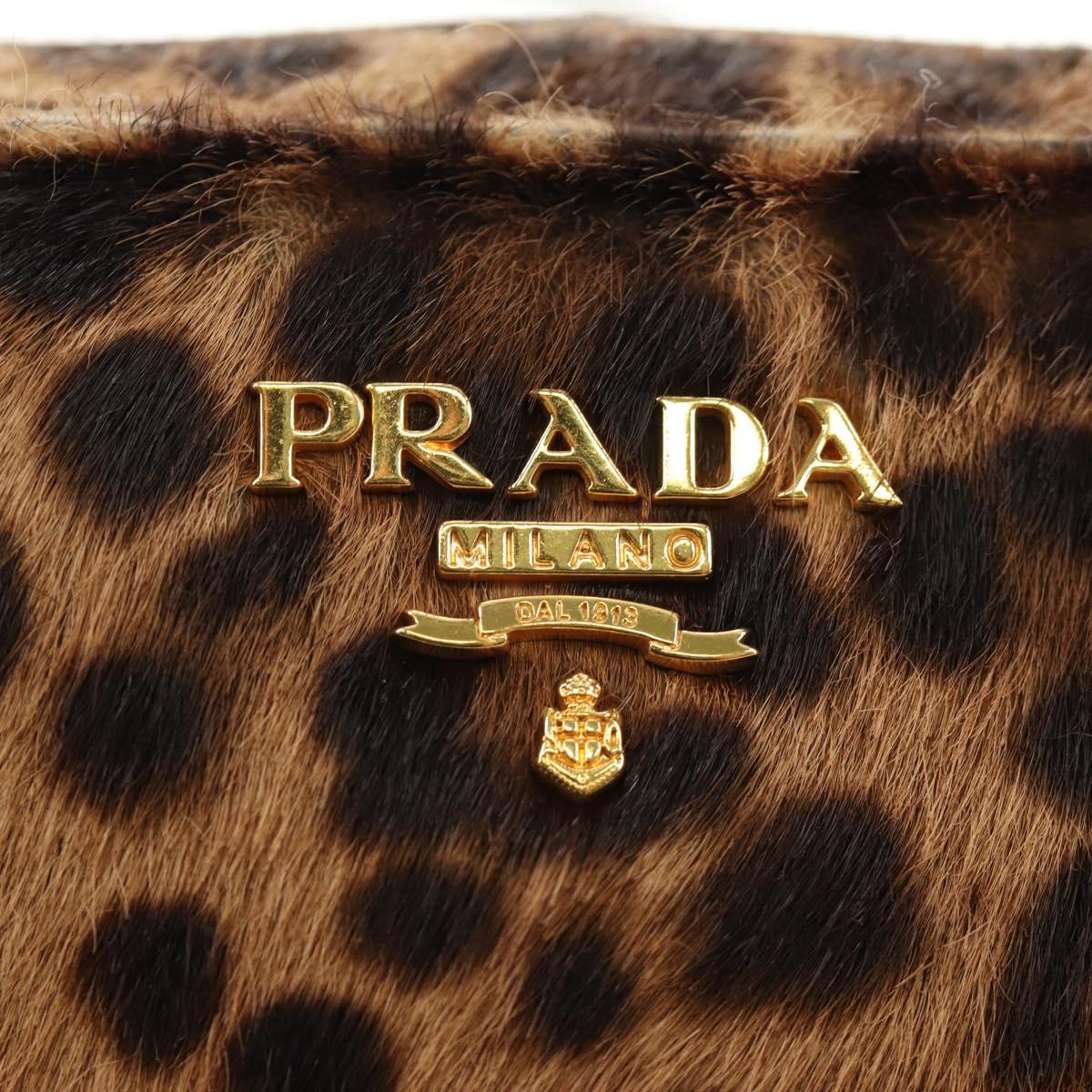 PRADA Shoulder Bag Harako Leather Brown Gold Auth 189306V