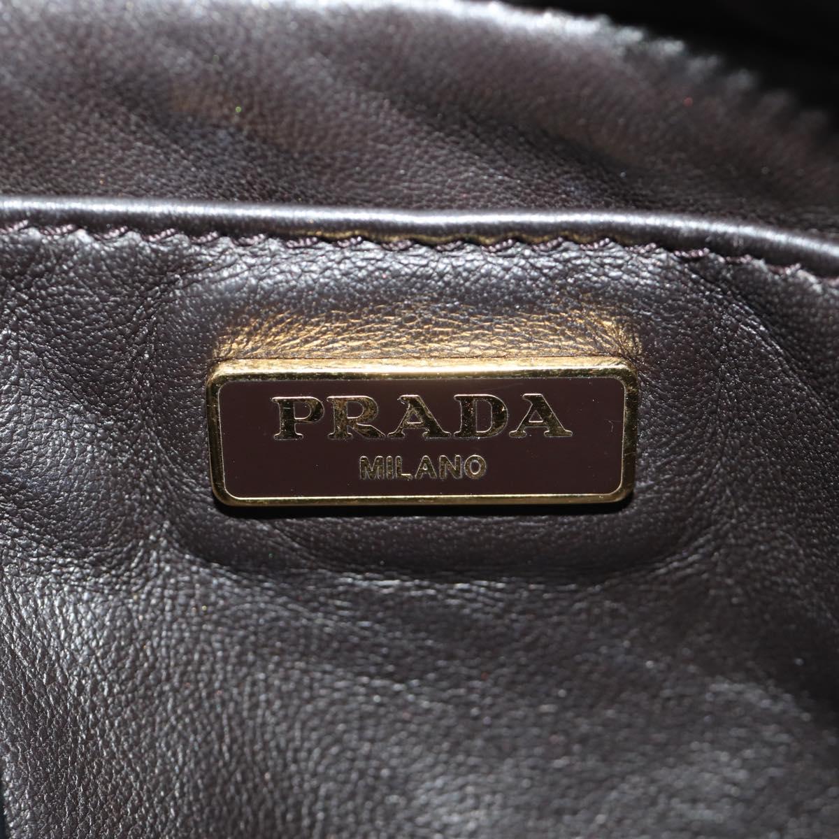 PRADA Shoulder Bag Harako Leather Brown Gold Auth 189306V