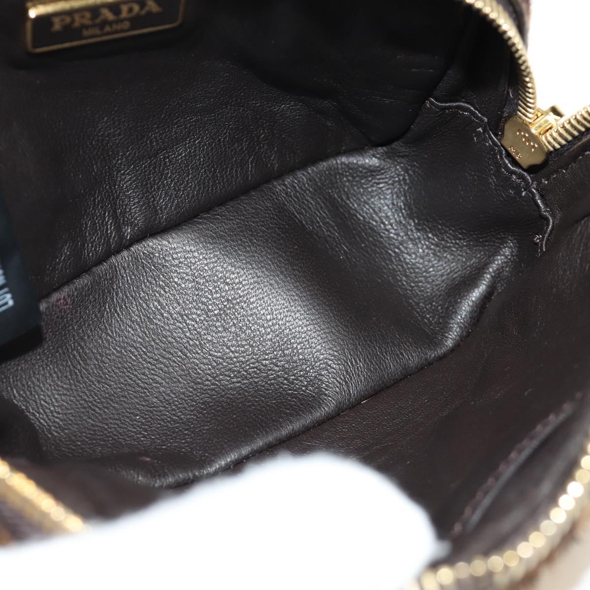 PRADA Shoulder Bag Harako Leather Brown Gold Auth 189306V