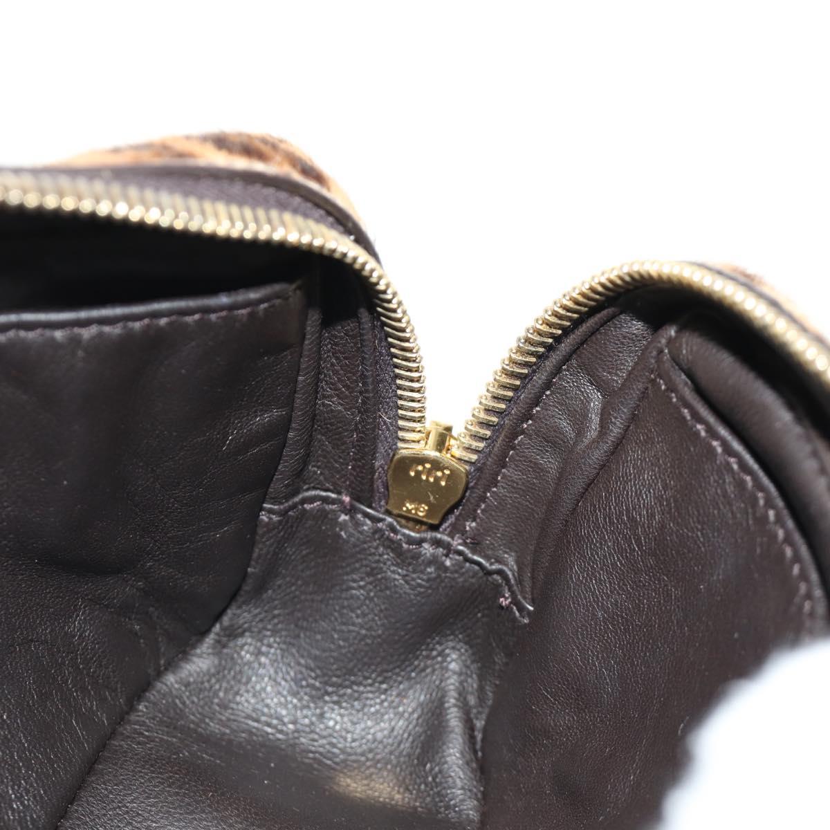 PRADA Shoulder Bag Harako Leather Brown Gold Auth 189306V